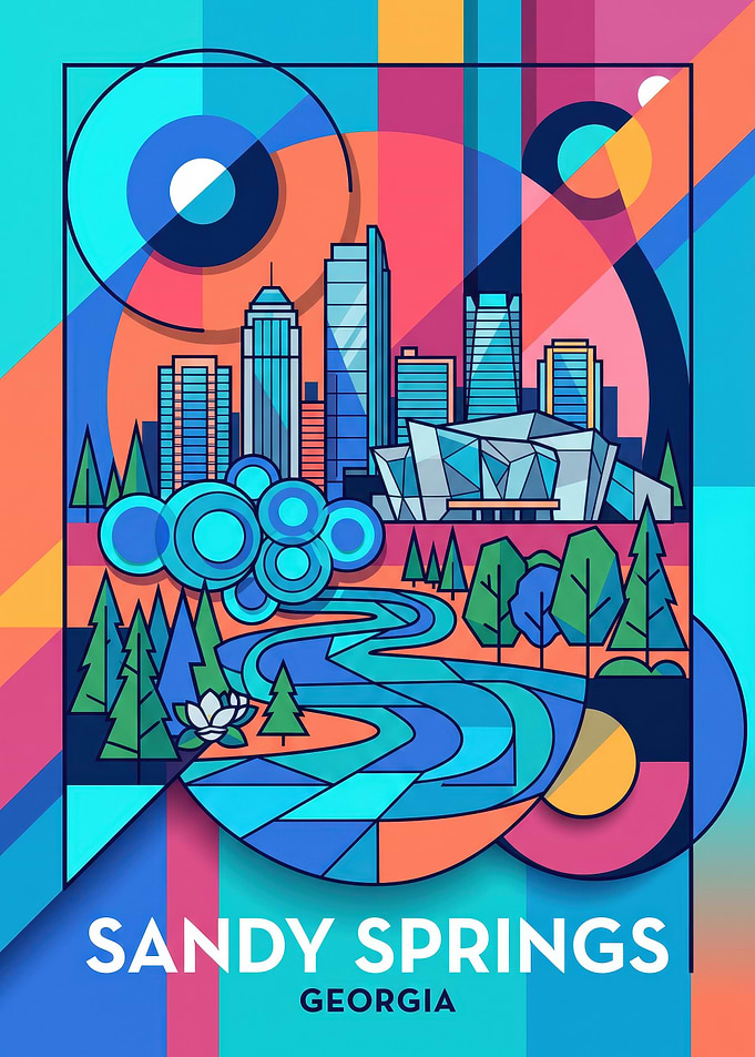 Sandy Springs Georgia Geometric Cityscape Poster