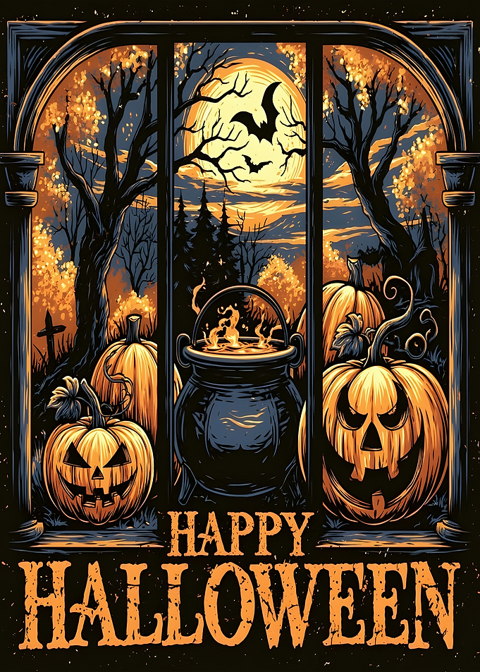 Happy Halloween Spooky Window Scene