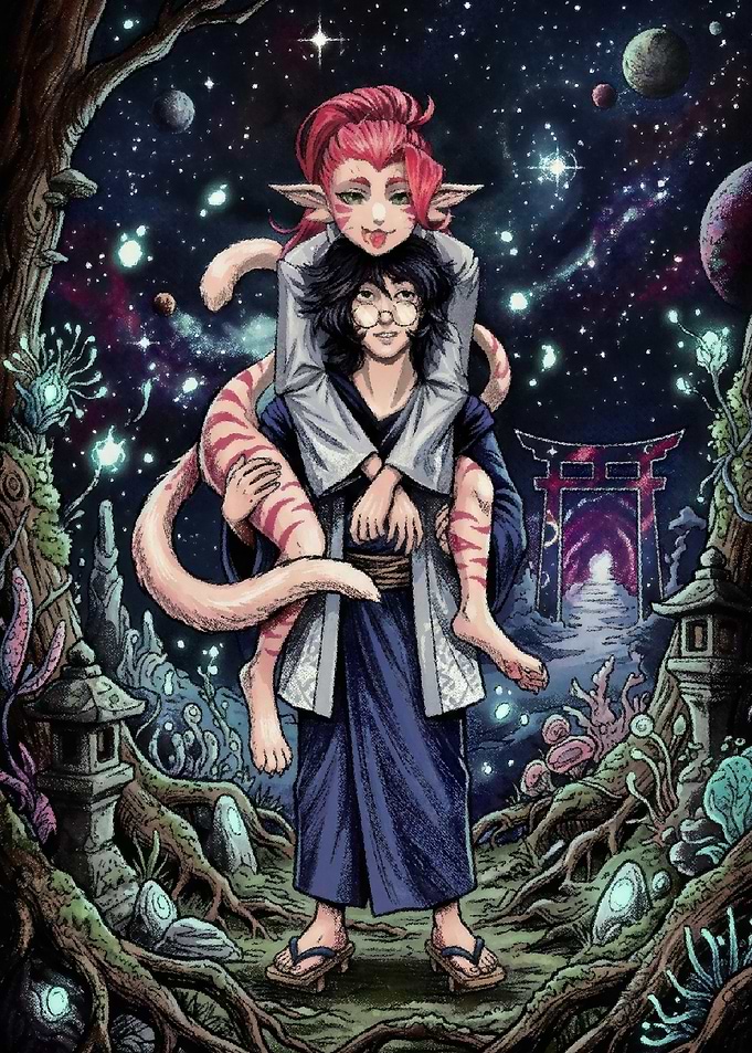 Anime Boy Carrying Cat-Girl Spirit