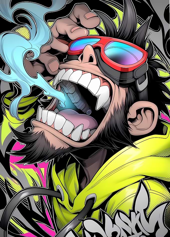 Graffiti Style Monkey with Goggles