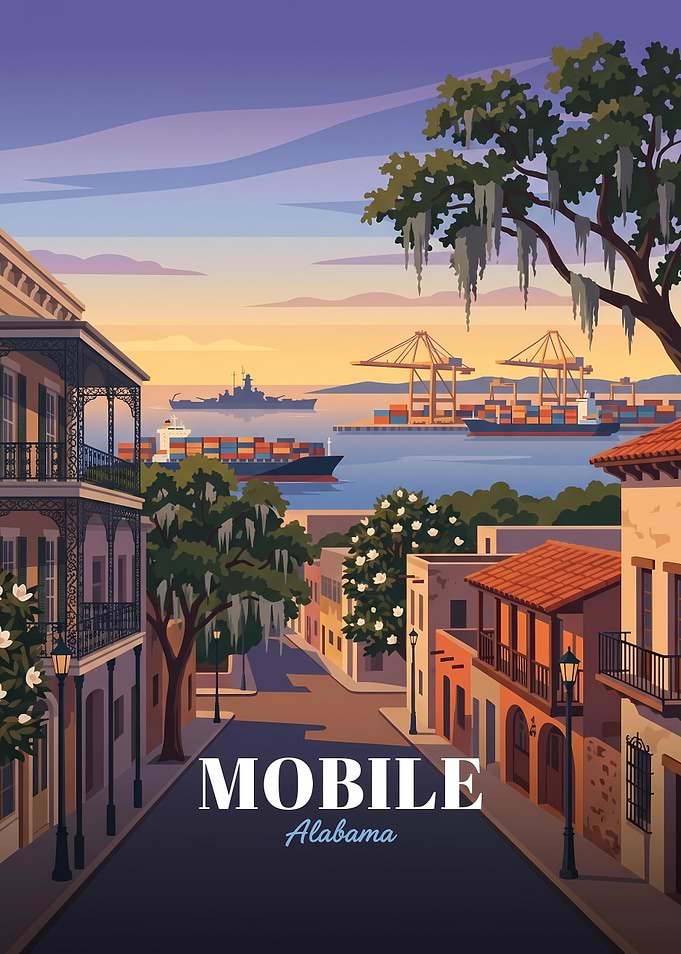 Mobile Alabama Travel Poster