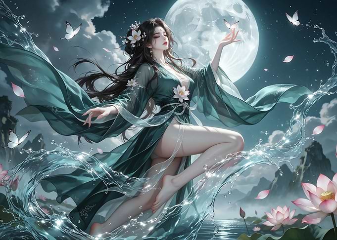 Ethereal Goddess Dancing with Water