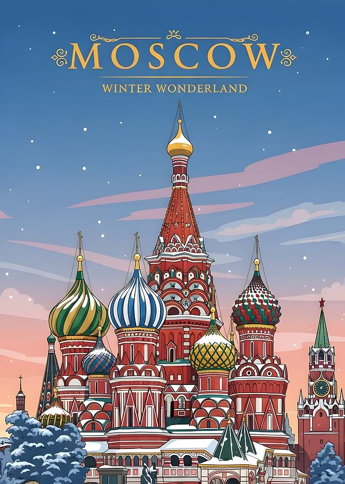 Moscow Winter Wonderland Travel Poster