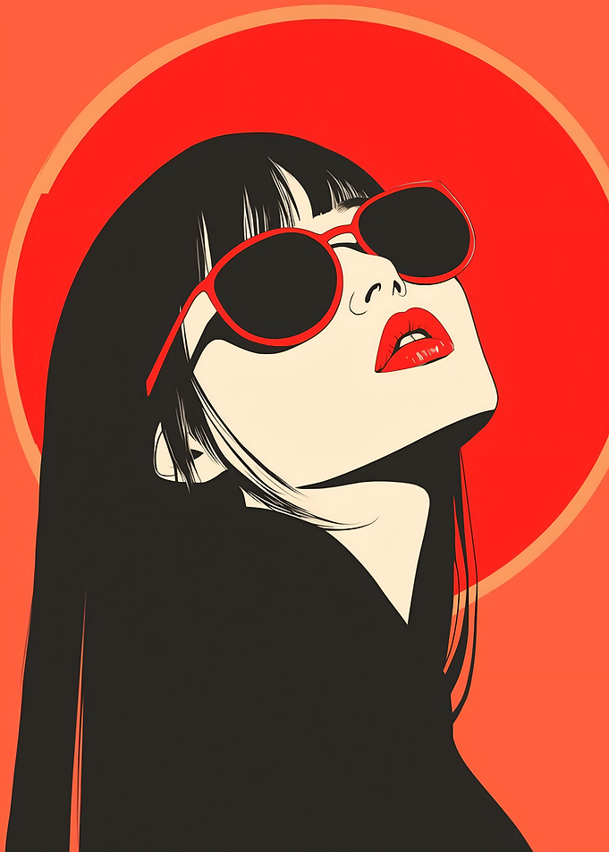 Stylish Woman in Red Sunglasses