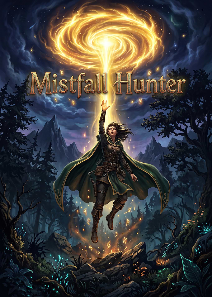Mistfall Hunter Fantasy Game Poster