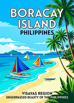 Boracay Island Philippines Travel Poster — retro travel art printed on metal