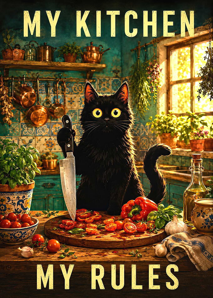 Black Cat Chef Kitchen Poster