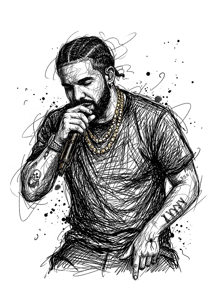 Drake Scribble Art Portrait