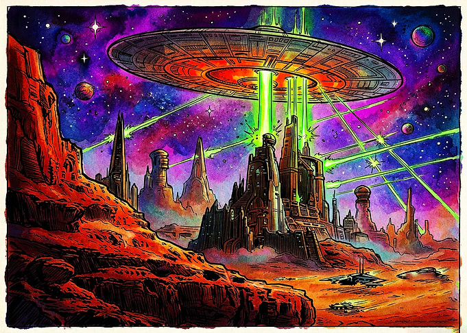 Alien Invasion of Futuristic City
