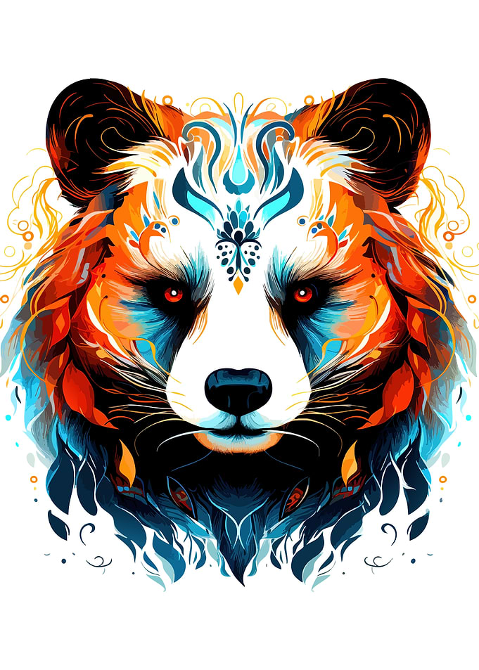 Vibrant Stylized Red Panda Portrait