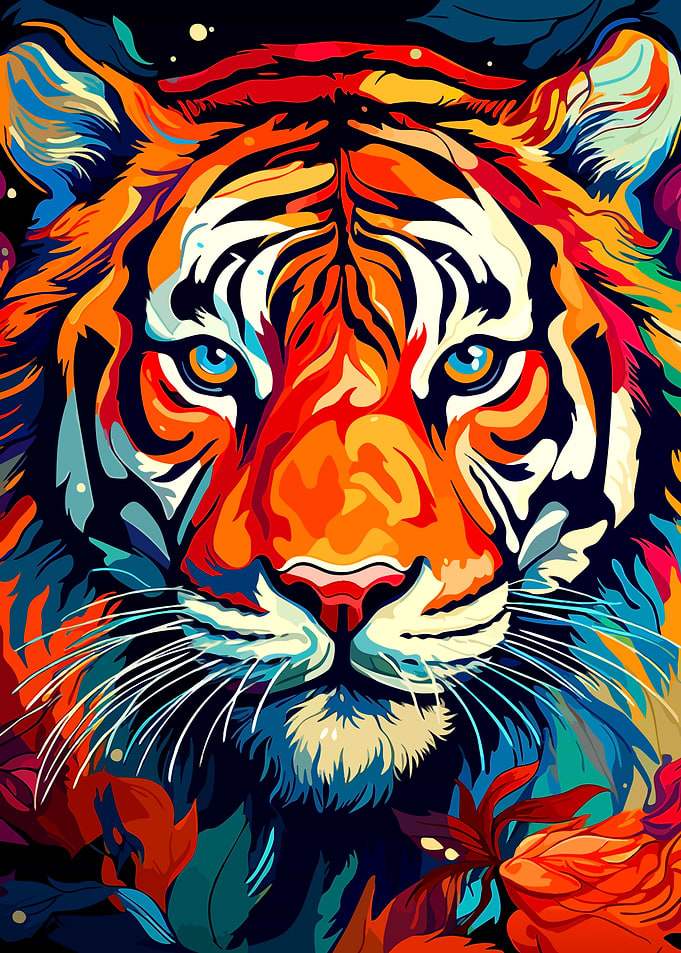 Vibrant Pop Art Tiger Portrait