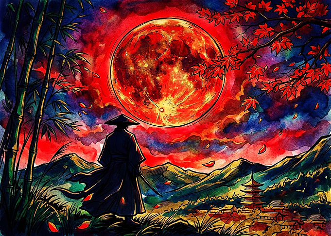 Samurai Under a Crimson Moon