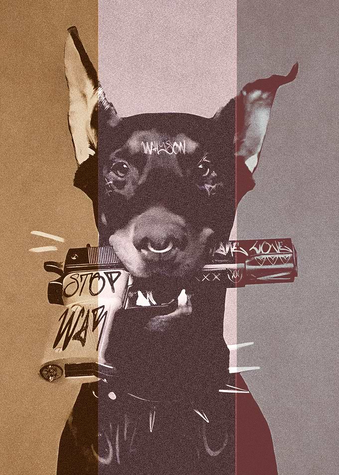Doberman with Graffiti Gun Portrait