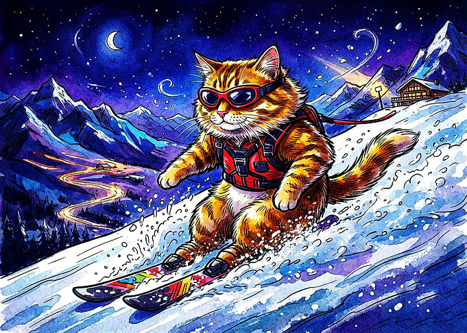 Adventurous Cat Skiing in Mountains