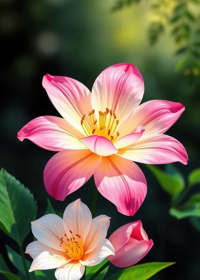 Beautiful Pink and White Lily Flowers