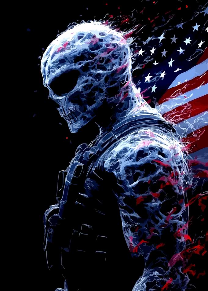 Patriotic Skull Soldier Digital Art