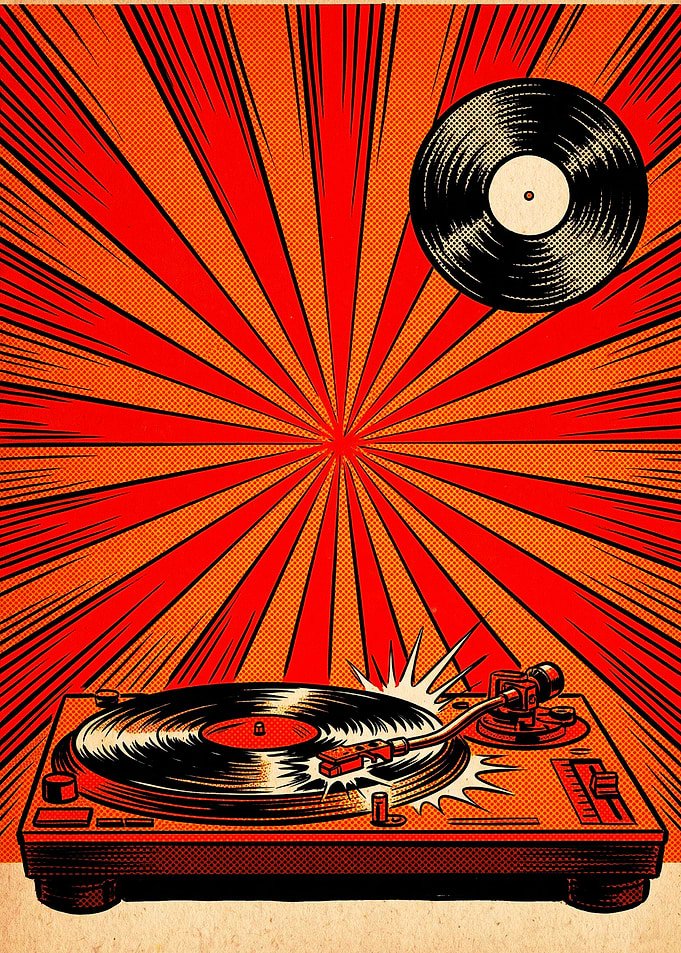 Retro Pop Art Vinyl Turntable