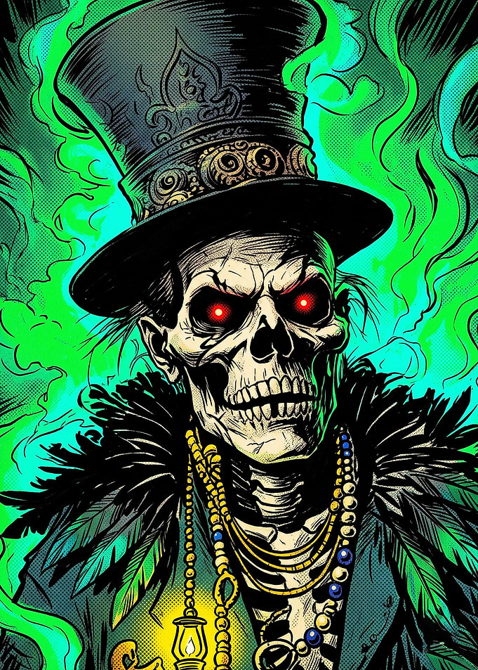Baron Samedi Voodoo Skeleton Portrait