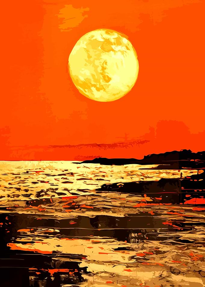 Vibrant Orange Sunset Over Ocean