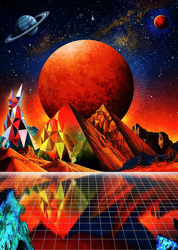 Surreal Cosmic Pyramid Landscape