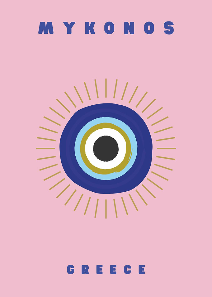 Mykonos Greece Evil Eye Poster