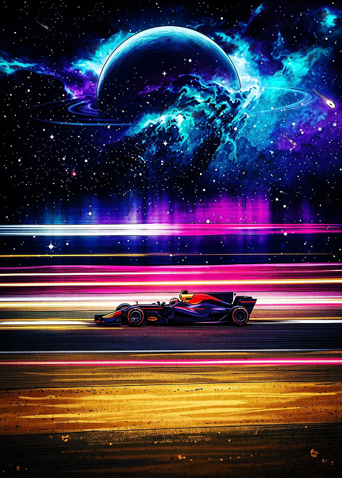 Formula One Car in Cosmic Space