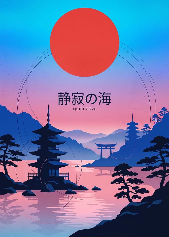 Quiet Cove Japanese Landscape Poster