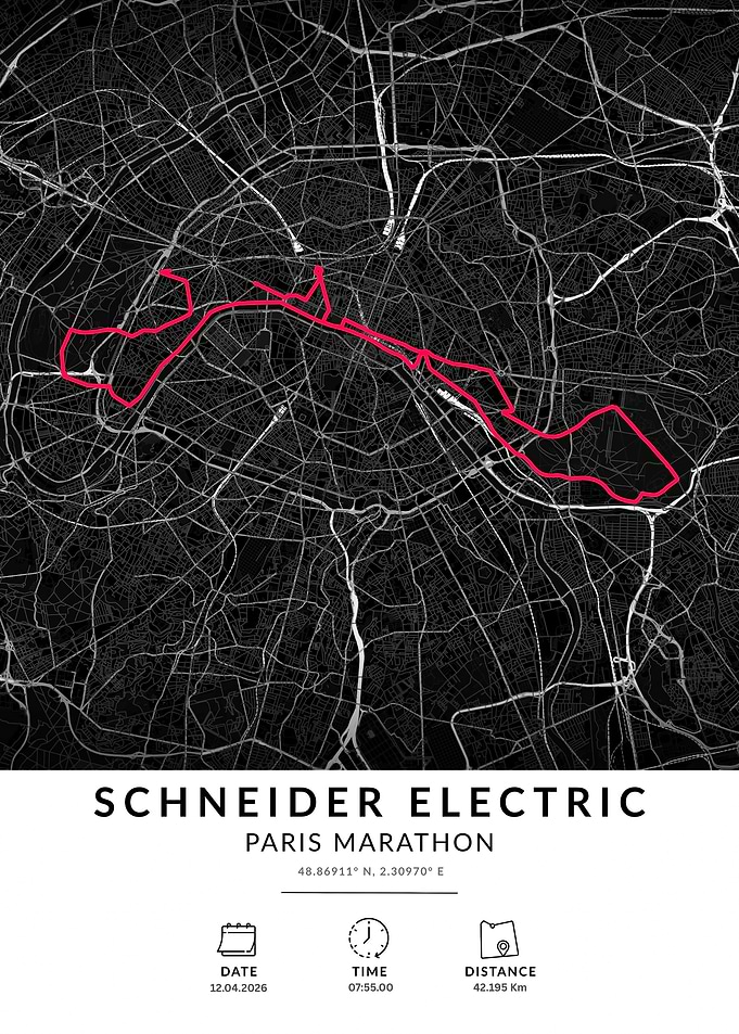 Schneider Electric Paris Marathon Map Poster