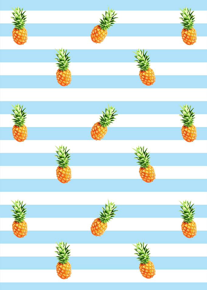 Pineapple Pattern on Blue Stripes