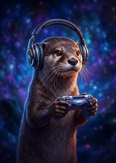 Gamer Otter with Headphones