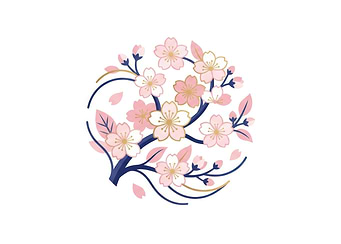 Elegant Cherry Blossom Branch Illustration