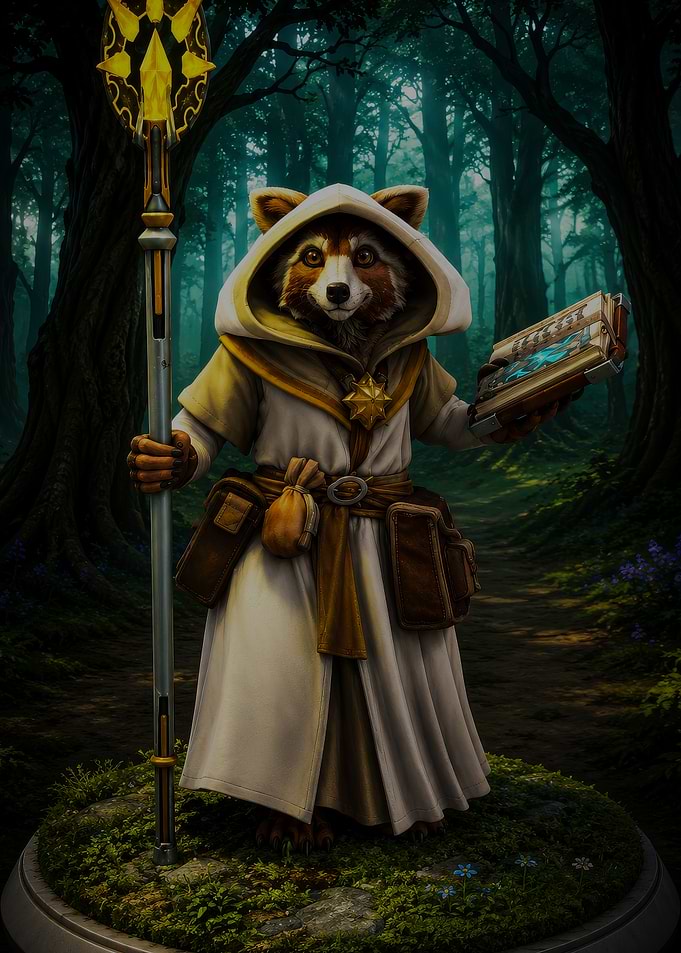 Raccoon Mage Fantasy Character Figure
