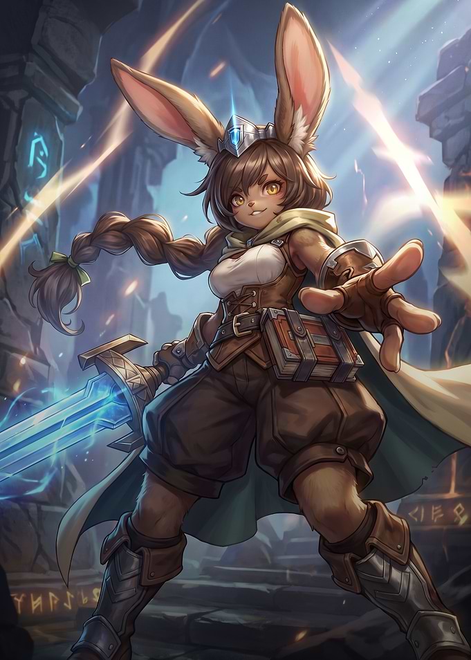 Sehphiria Fantasy Rabbit Warrior with Glowing Sword