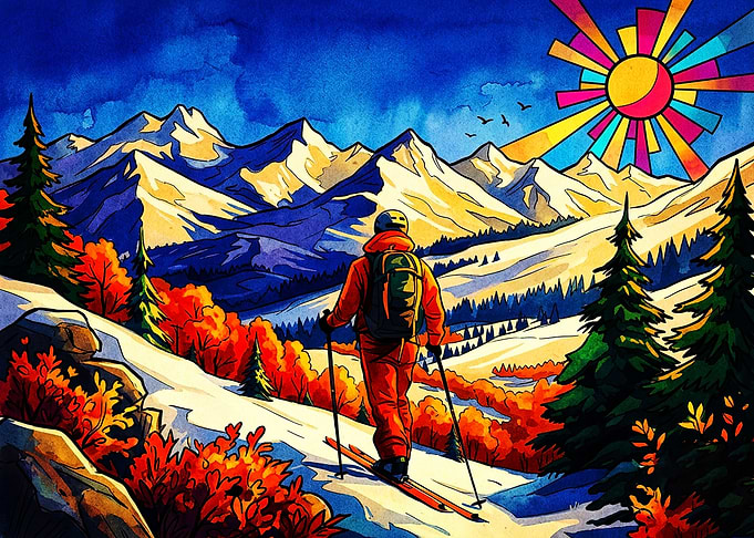Vibrant Mountain Skiing Adventure