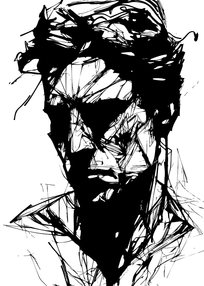 Abstract Ink Portrait of a Man