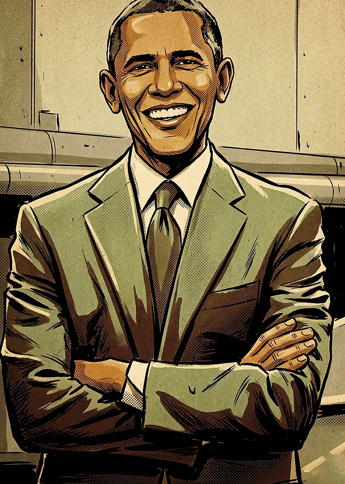Barack Obama Comic Book Style Portrait