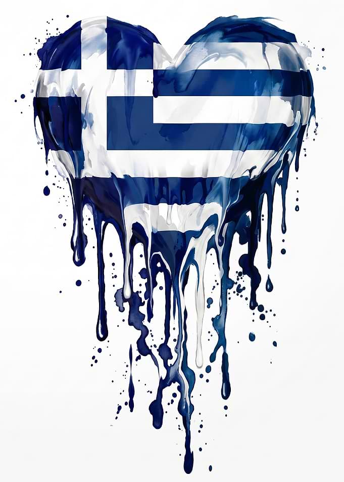 Melting Greek Flag Heart