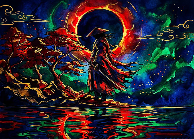 Samurai Under a Solar Eclipse