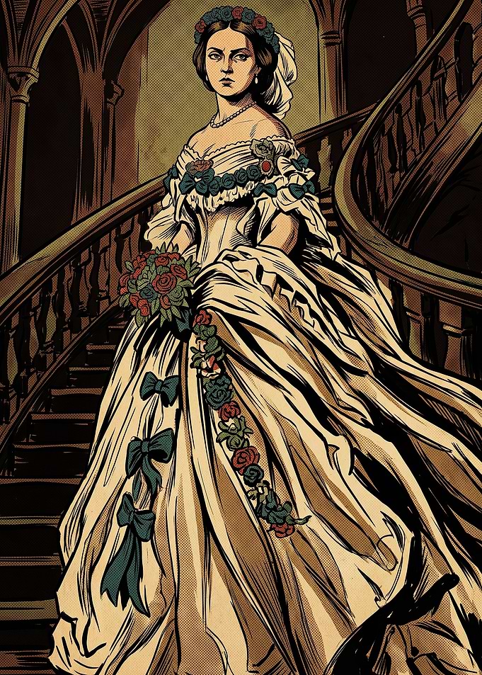 Victorian Bride on Grand Staircase