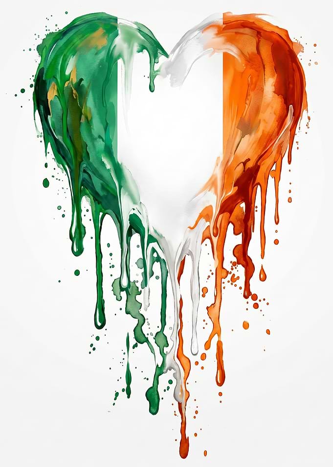 Ireland Flag Heart Paint Drip
