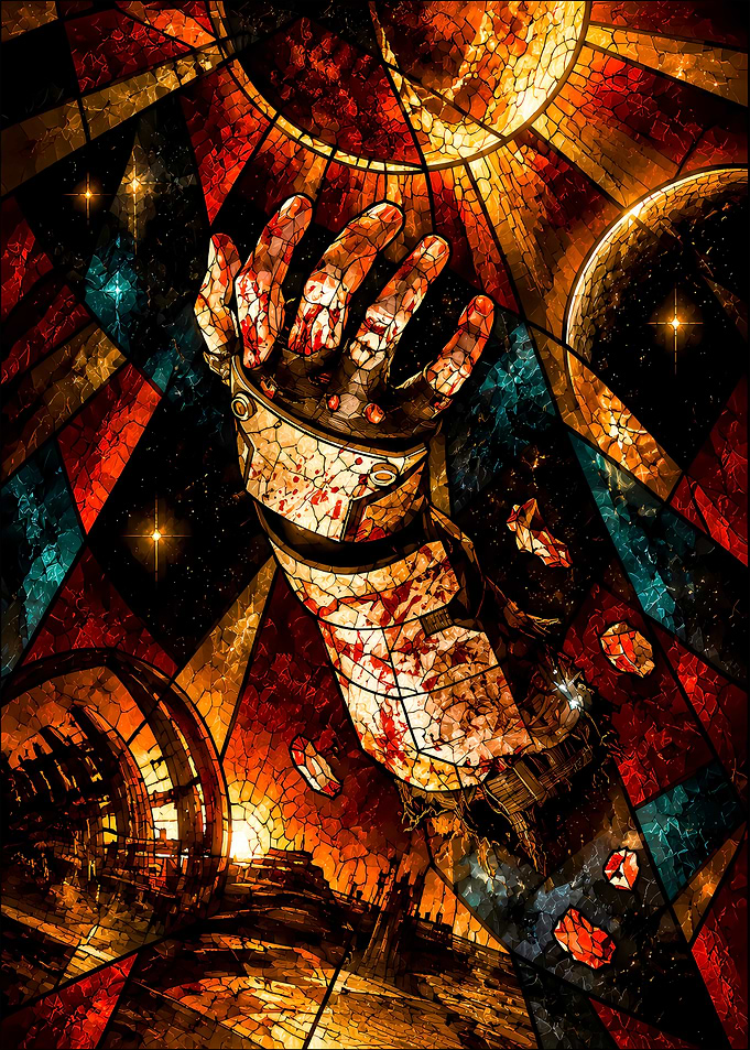 Stained Glass Armored Hand Illustration