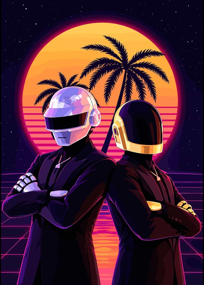 Daft Punk Synthwave Retro Poster