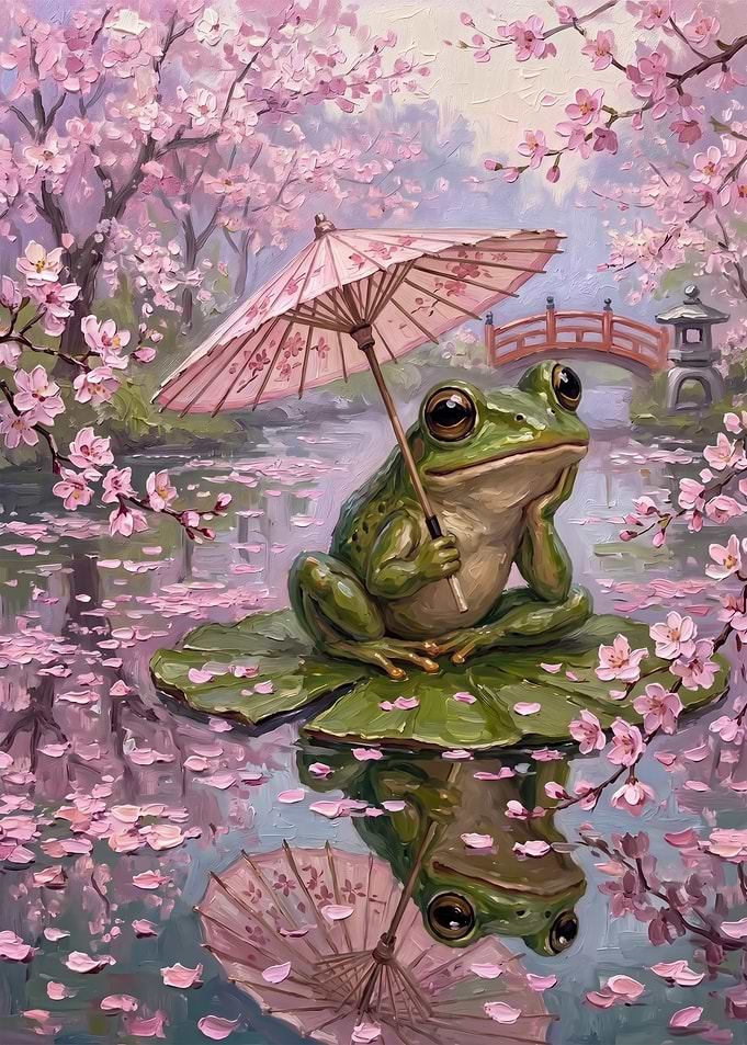 Frog Cherry Blossoms