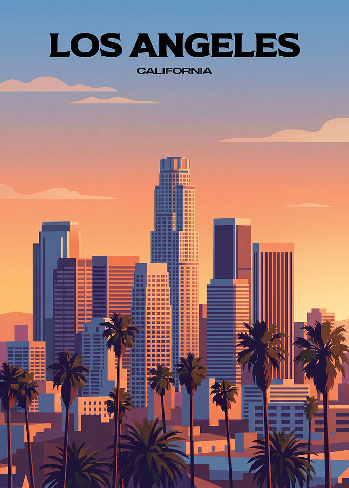 Los Angeles California Skyline Poster