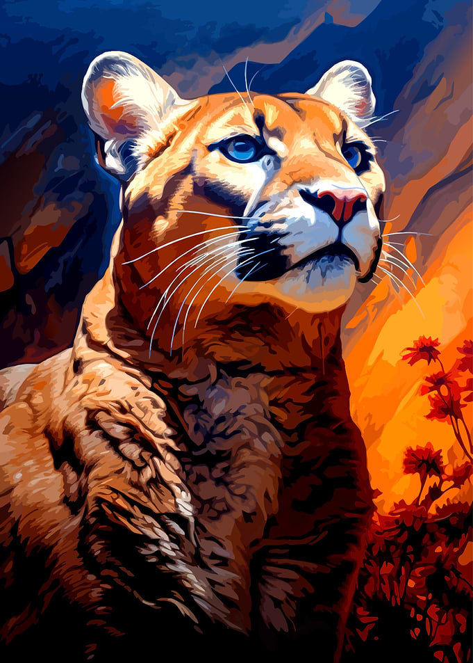 Majestic Cougar Portrait at Sunset