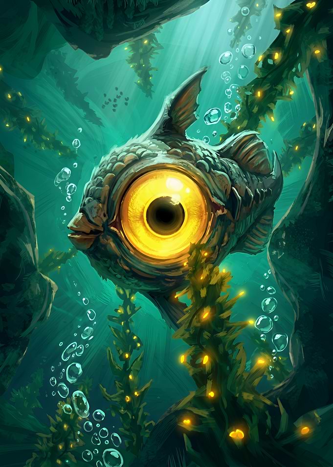 Peeper Fish in Glowing Underwater Forest