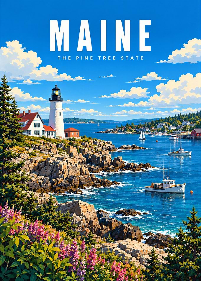 Maine , The Pine Tree State Poster