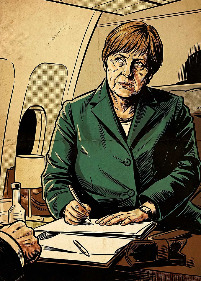 Angela Merkel Comic Style Illustration