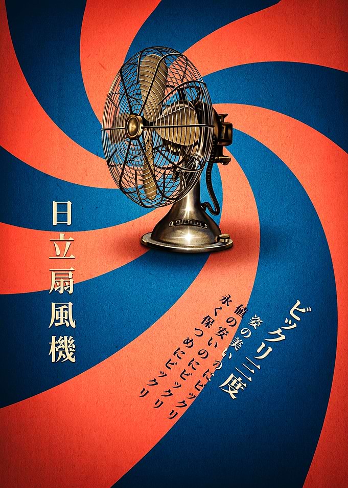 Vintage Hitachi Electric Fan Poster
