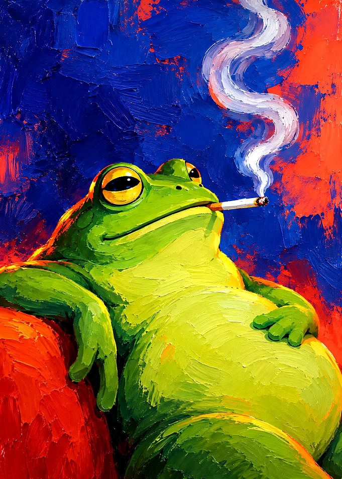 Cool Frog Smoking a Cigarette